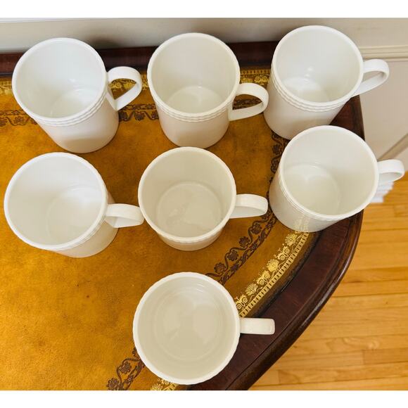 Kate Spade New York White Lenox Wickford 10 oz Rope Accent Mugs Set of 7 - Picture 6 of 9